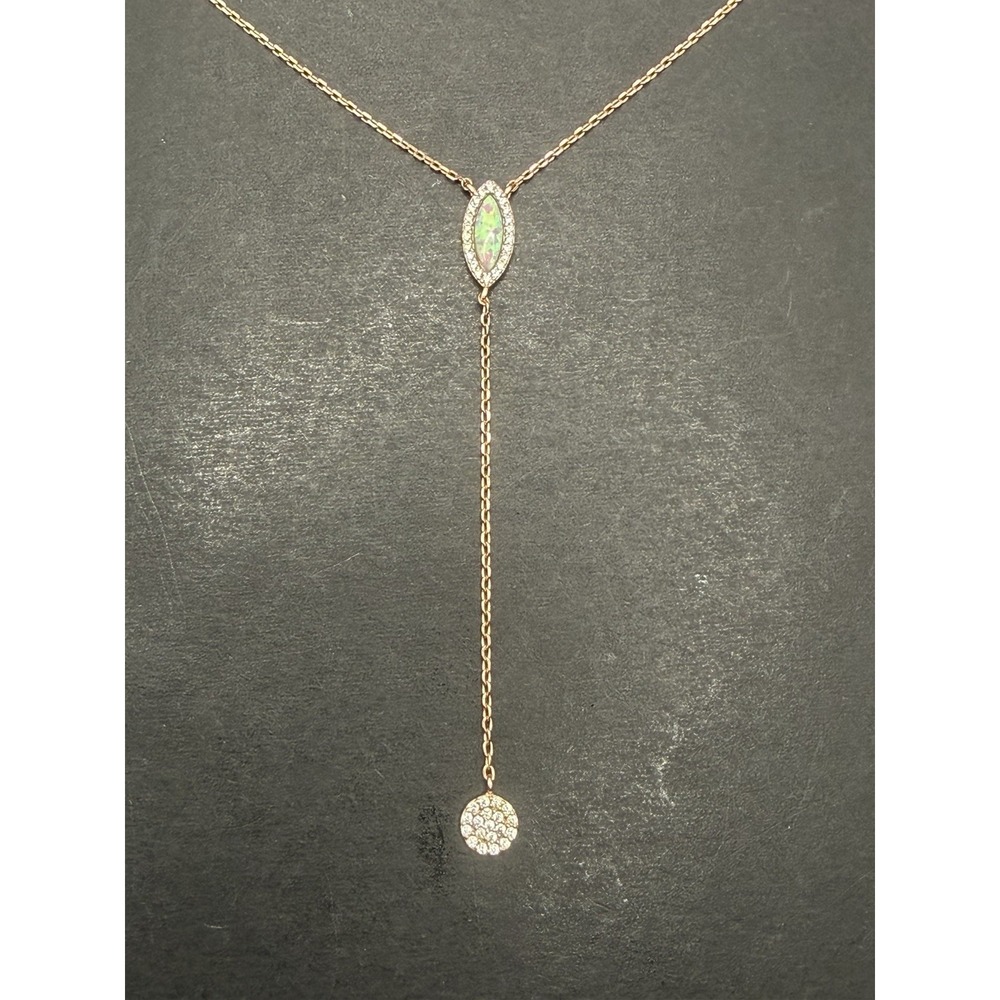EUC 18" Rose Sterling Silver Lab Opal CZ Necklace J16